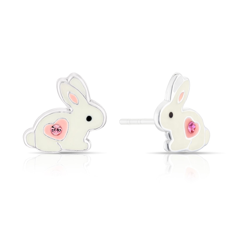 Main Image 1 of Children's Sterling Silver Crystal Bunny Stud Earrings