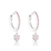 Thumbnail Image 1 of Children's Sterling Silver Pink Cubic Zirconia Heart Drop Huggie Earrings
