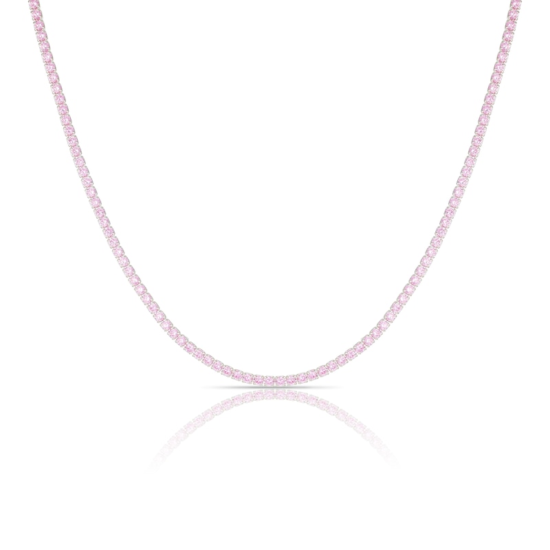 Main Image 1 of Sterling Silver Pink Cubic Zirconia Tennis Choker Necklace