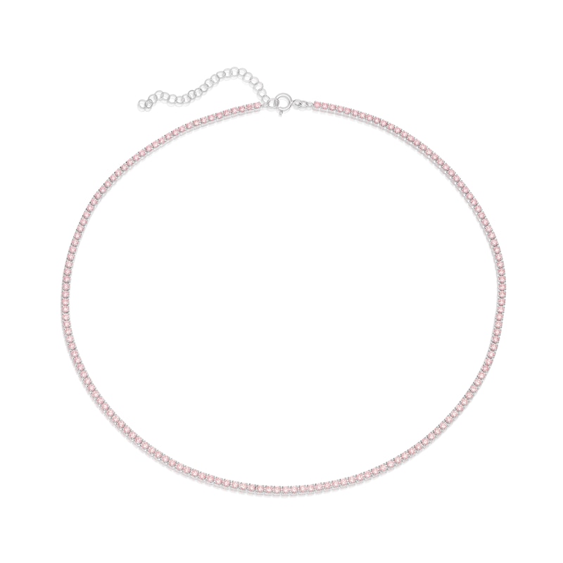 Main Image 2 of Sterling Silver Pink Cubic Zirconia Tennis Choker Necklace