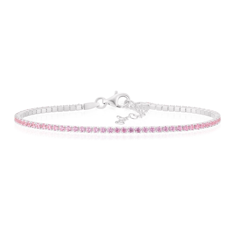 Main Image 1 of Sterling Sterling Pink Cubic Zirconia Tennis Bracelet