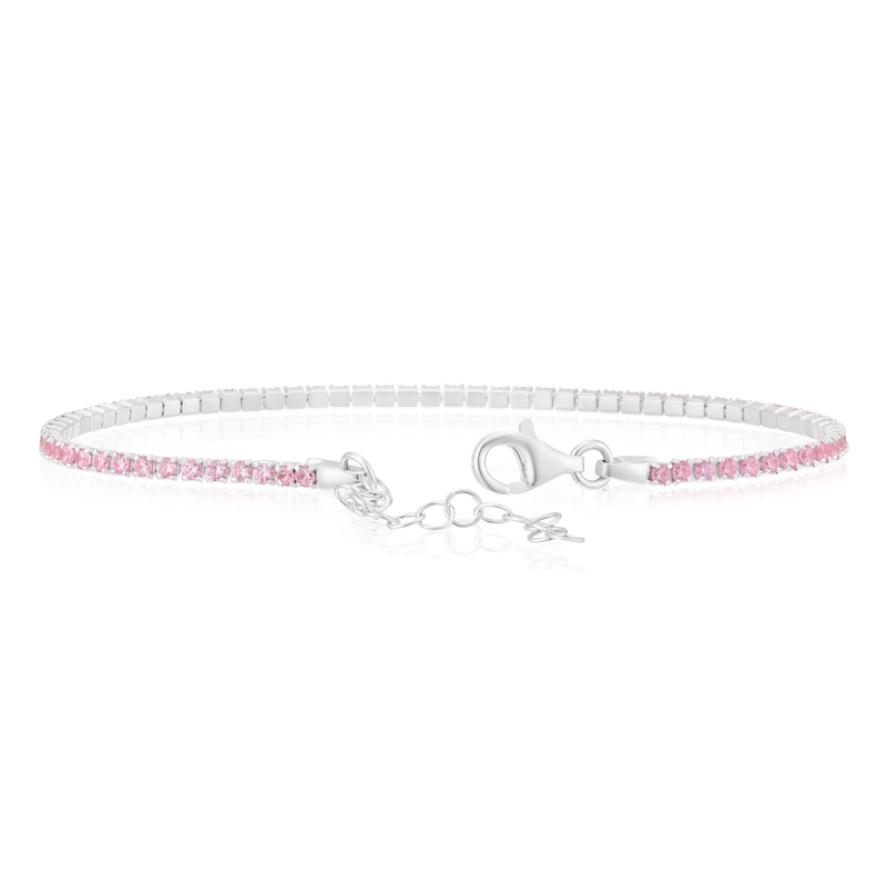 Main Image 3 of Sterling Sterling Pink Cubic Zirconia Tennis Bracelet