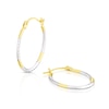Thumbnail Image 1 of 9ct Two Colour Gold Diamond Cut Small Oval Hoop Earrings