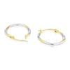 Thumbnail Image 2 of 9ct Two Colour Gold Diamond Cut Small Oval Hoop Earrings