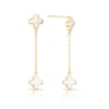 Thumbnail Image 1 of 9ct Yellow Gold Mother Of Pearl Clover Drop Earrings