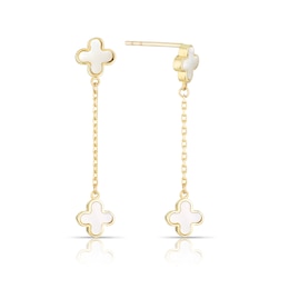 9ct Yellow Gold Mother Of Pearl Petal Drop Earrings