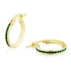 Thumbnail Image 0 of 9ct Yellow Gold Green Cubic Zirconia Slim Hoop Earrings
