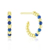 Thumbnail Image 1 of 9ct Yellow Gold Blue Beaded Open Hoop Earrings