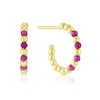 Thumbnail Image 1 of 9ct Yellow Gold Red Corundum Open Hoop Earrings