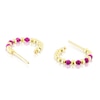 Thumbnail Image 2 of 9ct Yellow Gold Red Corundum Open Hoop Earrings