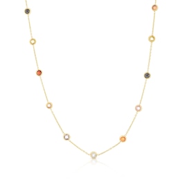 9ct Yellow Gold 16+1" Multicoloured Cubic Zirconia Necklace