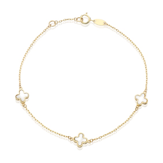 9ct Yellow Gold Mother Of Pearl Petal Bracelet