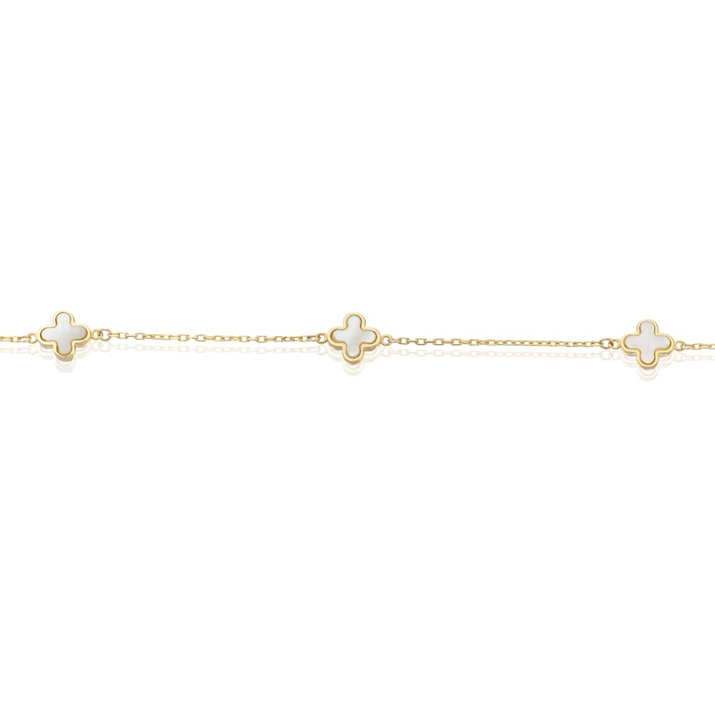 Main Image 2 of 9ct Yellow Gold Mother Of Pearl Petal Bracelet