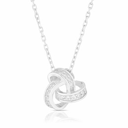 Sterling Silver Cubic Zirconia Tri Knot 17+1" Pendant Necklace