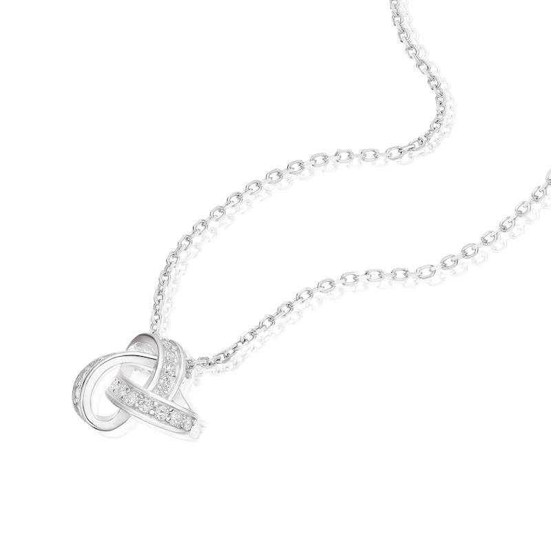 Main Image 2 of Sterling Silver Cubic Zirconia Tri Knot 17+1" Pendant Necklace