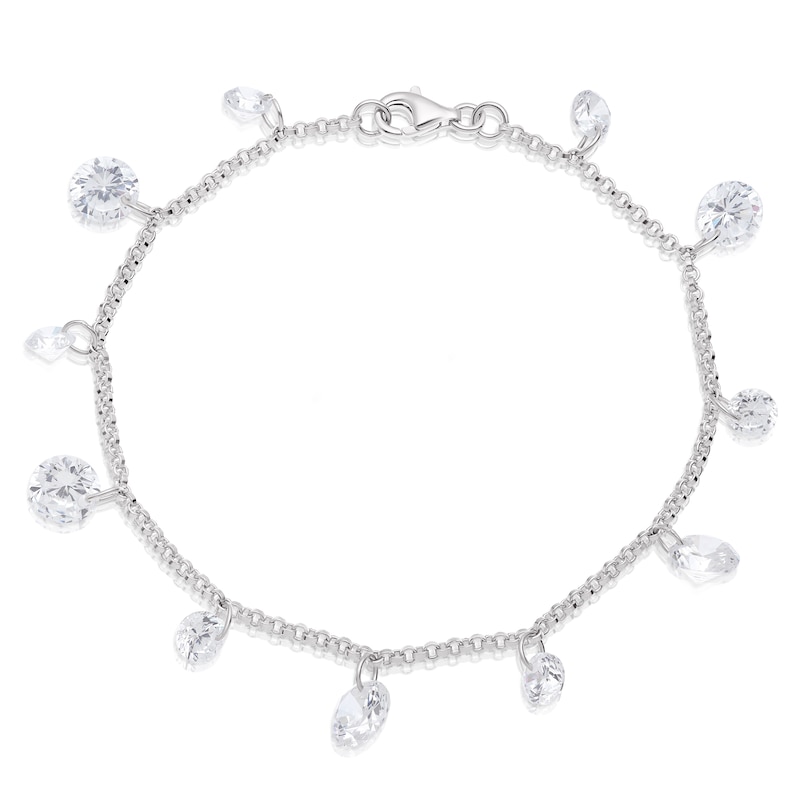 Main Image 1 of Sterling Silver Cubic Zirconia Drop Bracelet