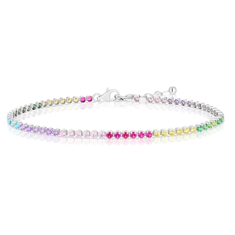 Sterling Silver Multicoloured Cubic Zirconia Tennis Bracelet