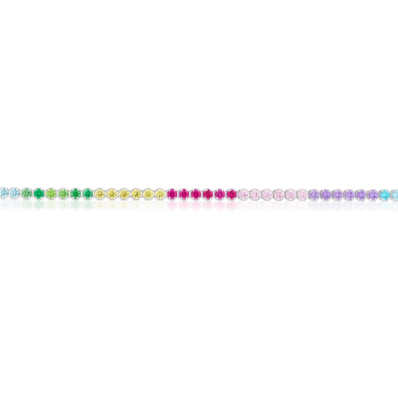 Sterling Silver Multicoloured Cubic Zirconia Tennis Bracelet