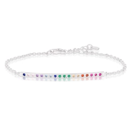 Sterling Silver Multicoloured Cubic Zirconia Bar Bracelet
