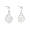 Thumbnail Image 1 of Sterling Silver CZ & Cultured Freshwater Pearl Swirl Drop Earrings