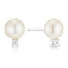 Thumbnail Image 1 of Sterling Silver Cubic Zirconia & Cultured Freshwater Pearl Stud Earrings