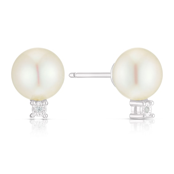 Sterling Silver Cubic Zirconia and Cultured Freshwater Pearl