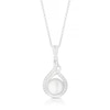 Thumbnail Image 0 of Sterling Silver CZ & Cultured Freshwater Pearl Swirl Drop Pendant Necklace