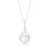 Thumbnail Image 1 of Sterling Silver CZ & Cultured Freshwater Pearl Swirl Drop Pendant Necklace