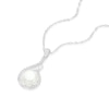 Thumbnail Image 1 of Sterling Silver CZ & Cultured Freshwater Pearl Swirl Drop Pendant Necklace