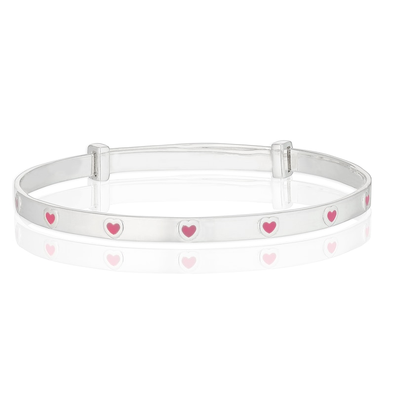Main Image 1 of Children's Sterling Silver Pink Heart Expander Bangle