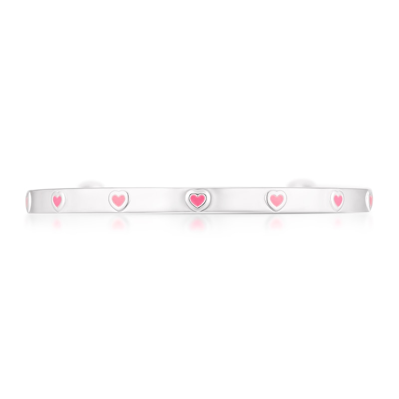 Children's Sterling Silver Pink Heart Expander Bangle