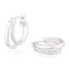 Thumbnail Image 1 of Sterling Silver Cubic Zirconia & Plain Split Oval Hoop Earrings