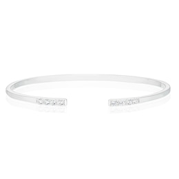 Sterling Silver Open Cubic Zirconia Bangle