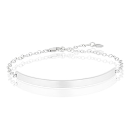 Sterling Silver Curved Plain ID & Chain Bracelet
