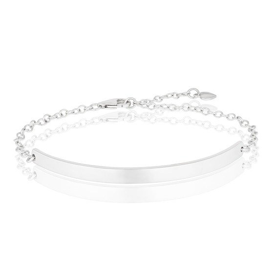 Sterling Silver Curved Plain ID and Chain Bracelet