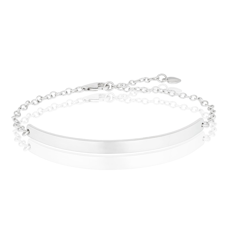 Main Image 1 of Sterling Silver Curved Plain ID & Chain Bracelet