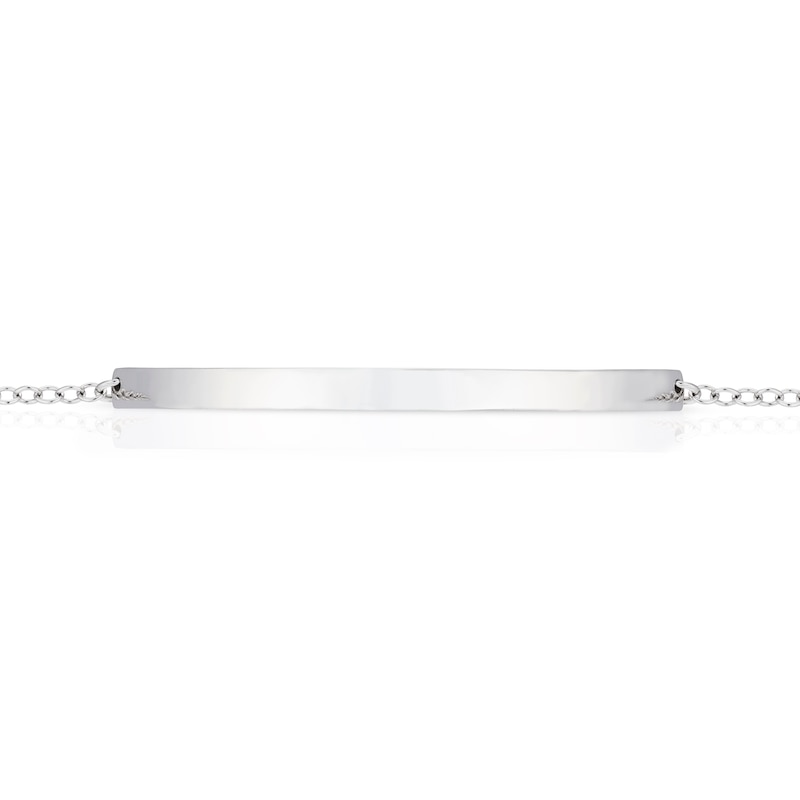 Main Image 2 of Sterling Silver Curved Plain ID & Chain Bracelet