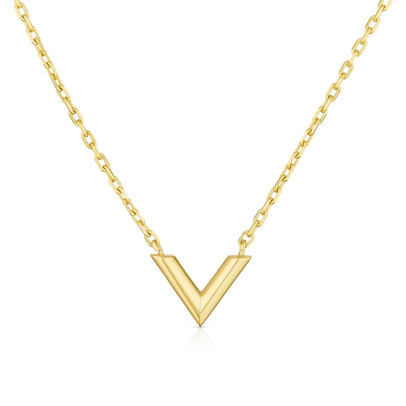 Main Image 1 of 9ct Yellow Gold V Shape Pendant Necklace