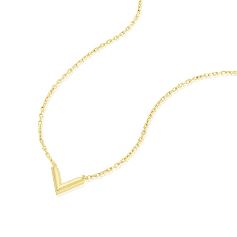 Main Image 2 of 9ct Yellow Gold V Shape Pendant Necklace