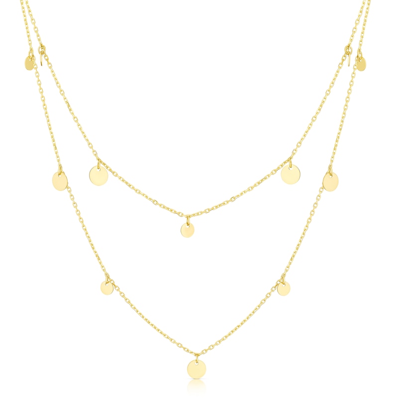 9ct Yellow Gold Double Layer Station Drop Necklace