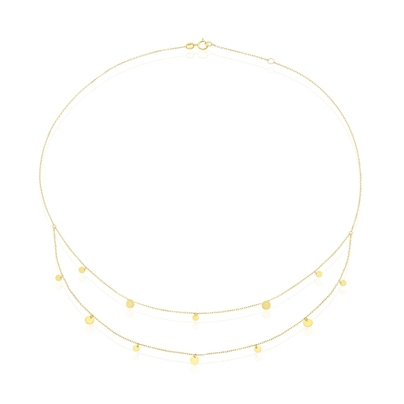 Main Image 2 of 9ct Yellow Gold Double Layer Station Drop Necklace