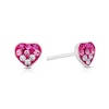 Thumbnail Image 1 of Children's Sterling Silver Pink & White Crystal Heart Stud Earrings