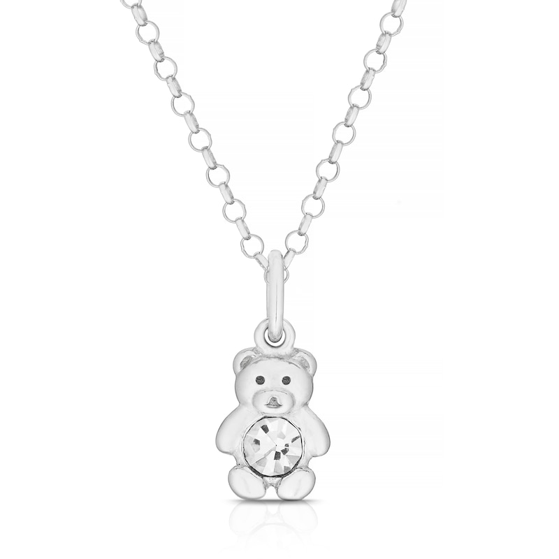 Children's Sterling Silver Crystal Teddy Bear Pendant Necklace