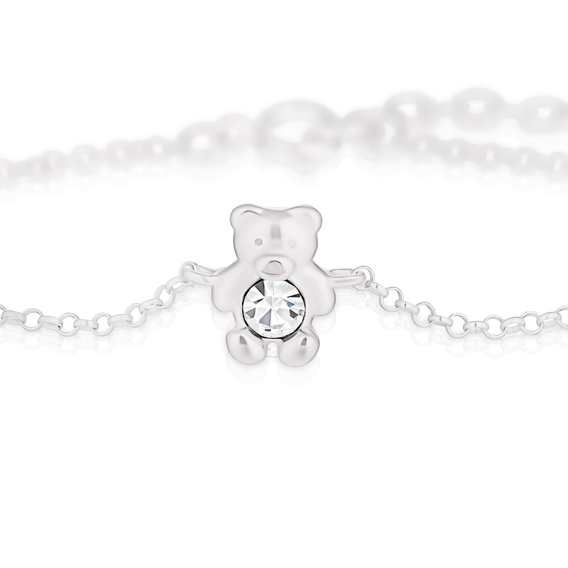 Main Image 2 of Children's Sterling Silver Crystal Teddy Bear 5+1" Bracelet
