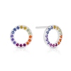 Thumbnail Image 1 of Sterling Silver Multicoloured Cubic Zirconia Circle Stud Earrings