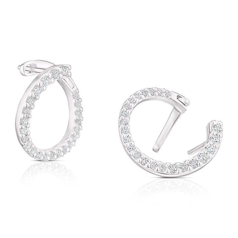 Main Image 1 of Sterling Silver Cubic Zirconia Twisted Circle Hoop Earrings