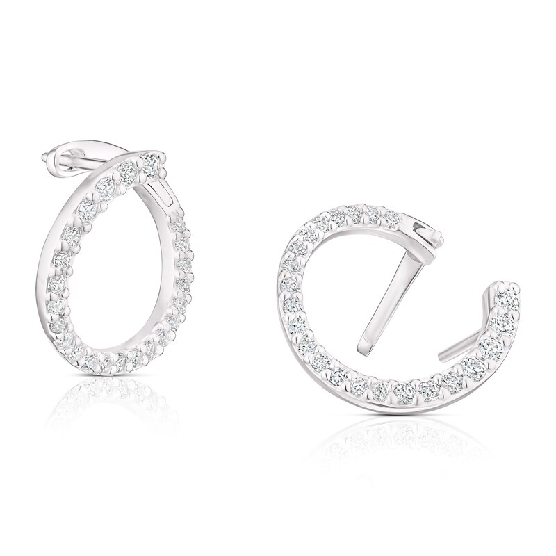 Sterling Silver Cubic Zirconia Twisted Circle Hoop Earrings