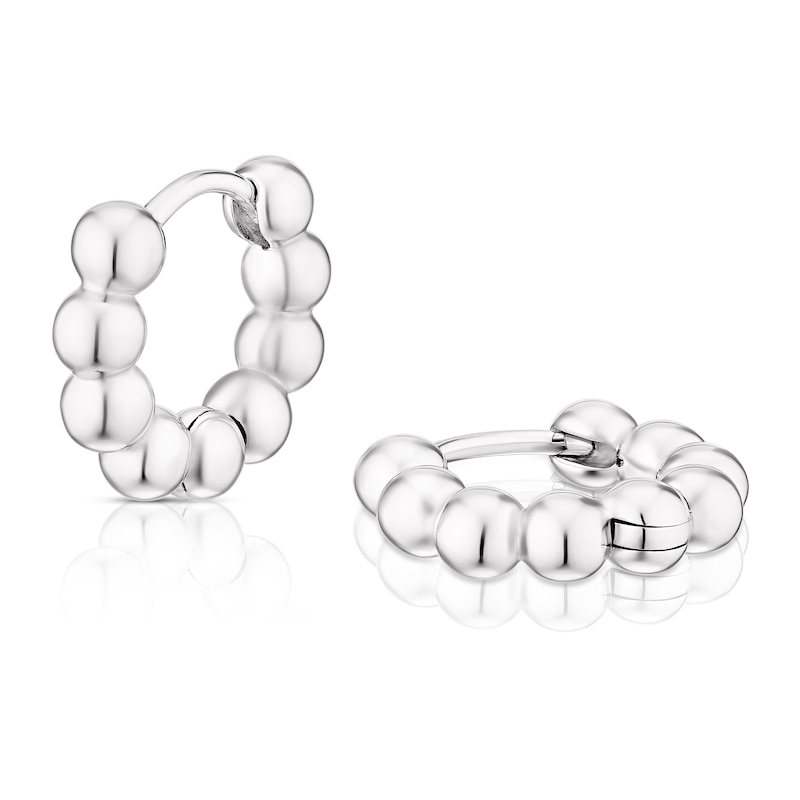 Main Image 1 of Sterling Silver Small Ball Hoop Earrings
