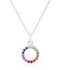 Thumbnail Image 1 of Sterling Silver Multicoloured Cubic Zirconia Circle Pendant Necklace