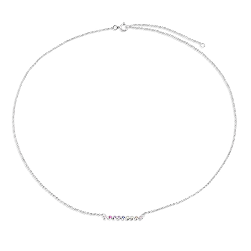 Main Image 2 of Sterling Silver Multicoloured Cubic Zirconia Bar Pendant Necklace